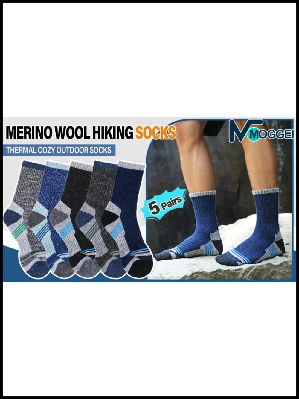 Merino Wool Hiking Socks Thermal Warm Winter Moisture Wicking Cushioned Crew